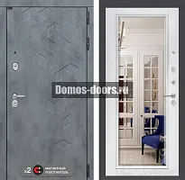 Входная дверь Лабиринт Бетон с Зеркалом Фацет - Белый софт