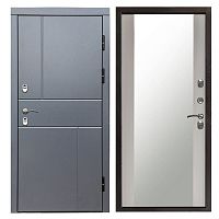 Termo door Входная металлическая дверь с терморазрывом Сибирь термо премиум Вертикаль grey Зеркало лиственница