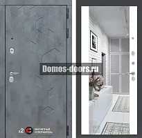 Входная дверь Лабиринт Бетон с зеркалом Максимум - Белый софт
