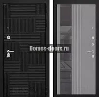Входная дверь Лабиринт PAZL с Зеркалом 32 тонированным - Серый рельеф софт