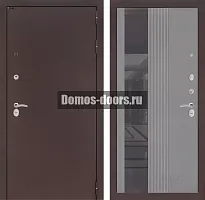 Входная дверь Лабиринт CLASSIC антик медный с Зеркалом 32 тонированным - Серый рельеф софт