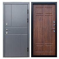 Termo door Входная металлическая дверь с терморазрывом Сибирь термо премиум Вертикаль grey Орех премиум
